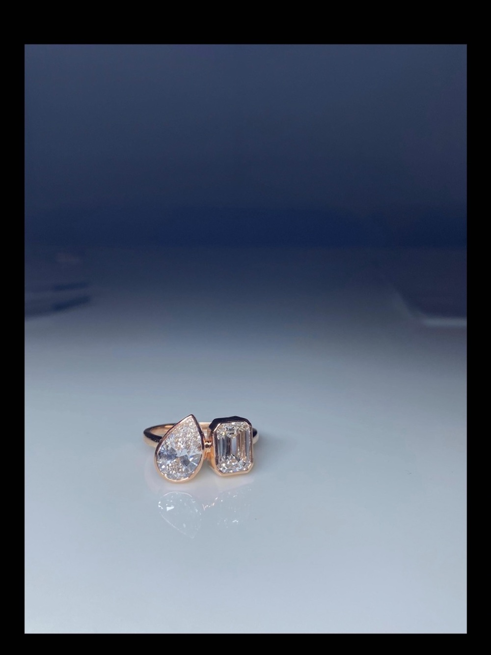 14K 4 CTW Toi Et Moi Emerald and Pear Ring